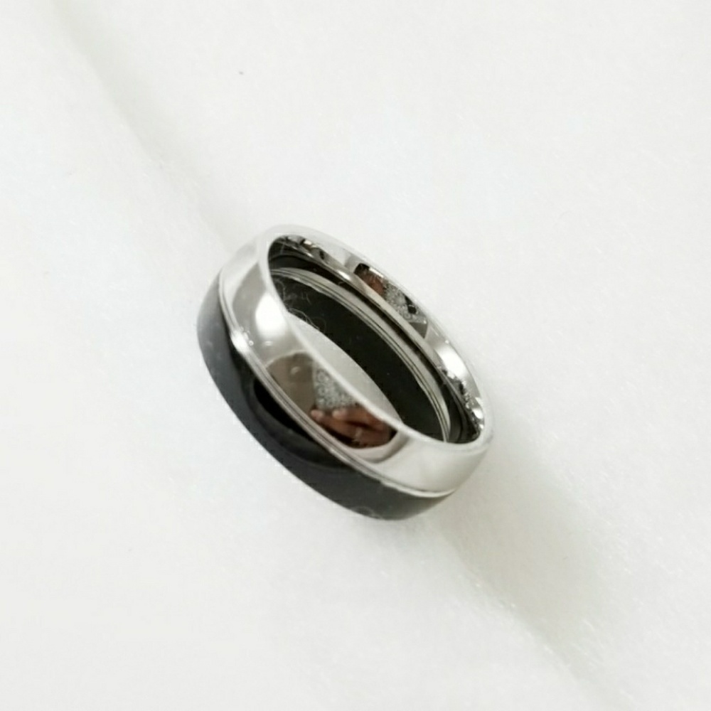Black & Silver Tungsten Carbide Ring Wedding Band